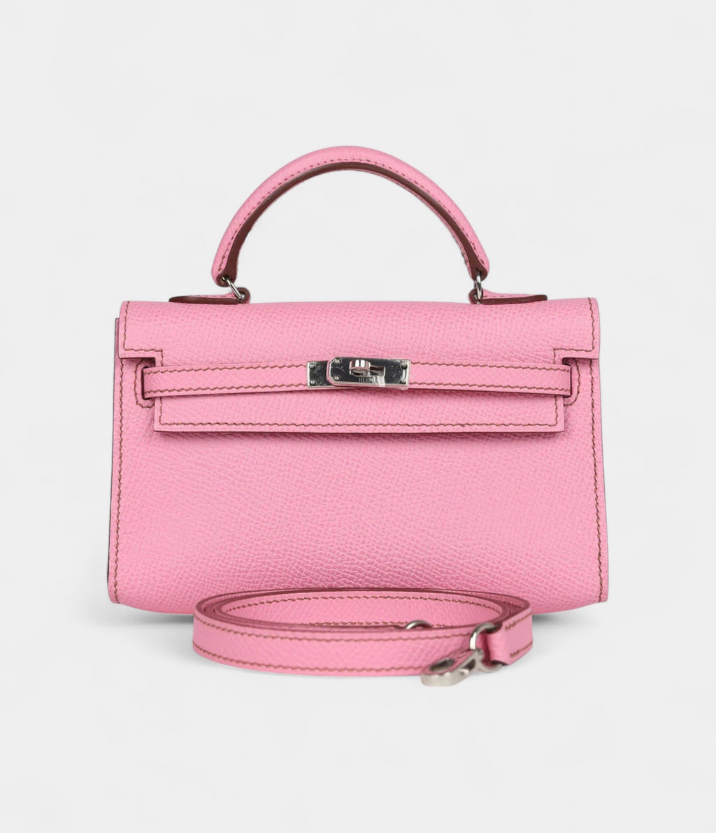 Hermès Micro Kelly 20 Bubblegum Epsom Palladium Hardware