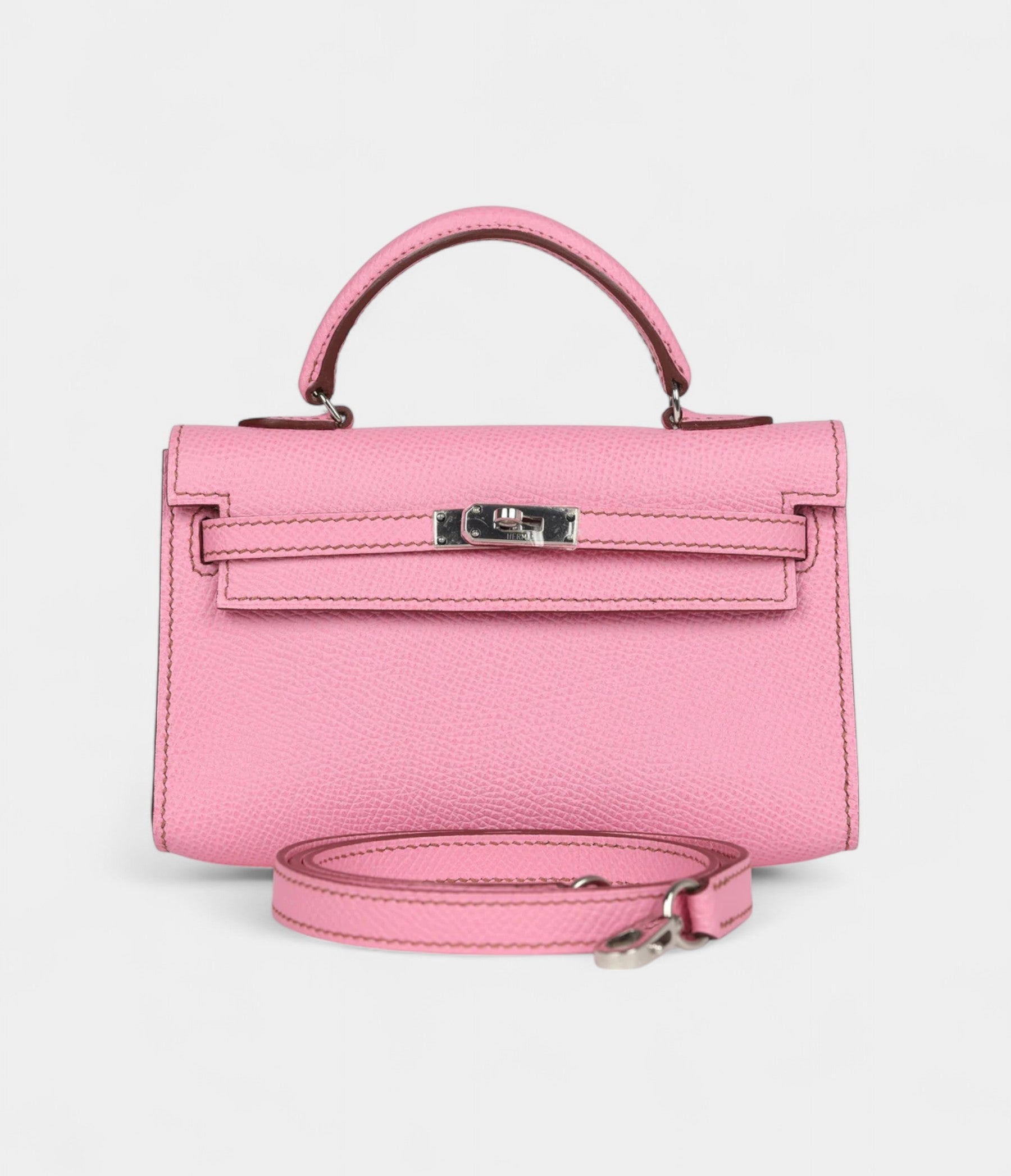 Hermès Micro Kelly 20 Bubblegum Epsom Palladium Hardware