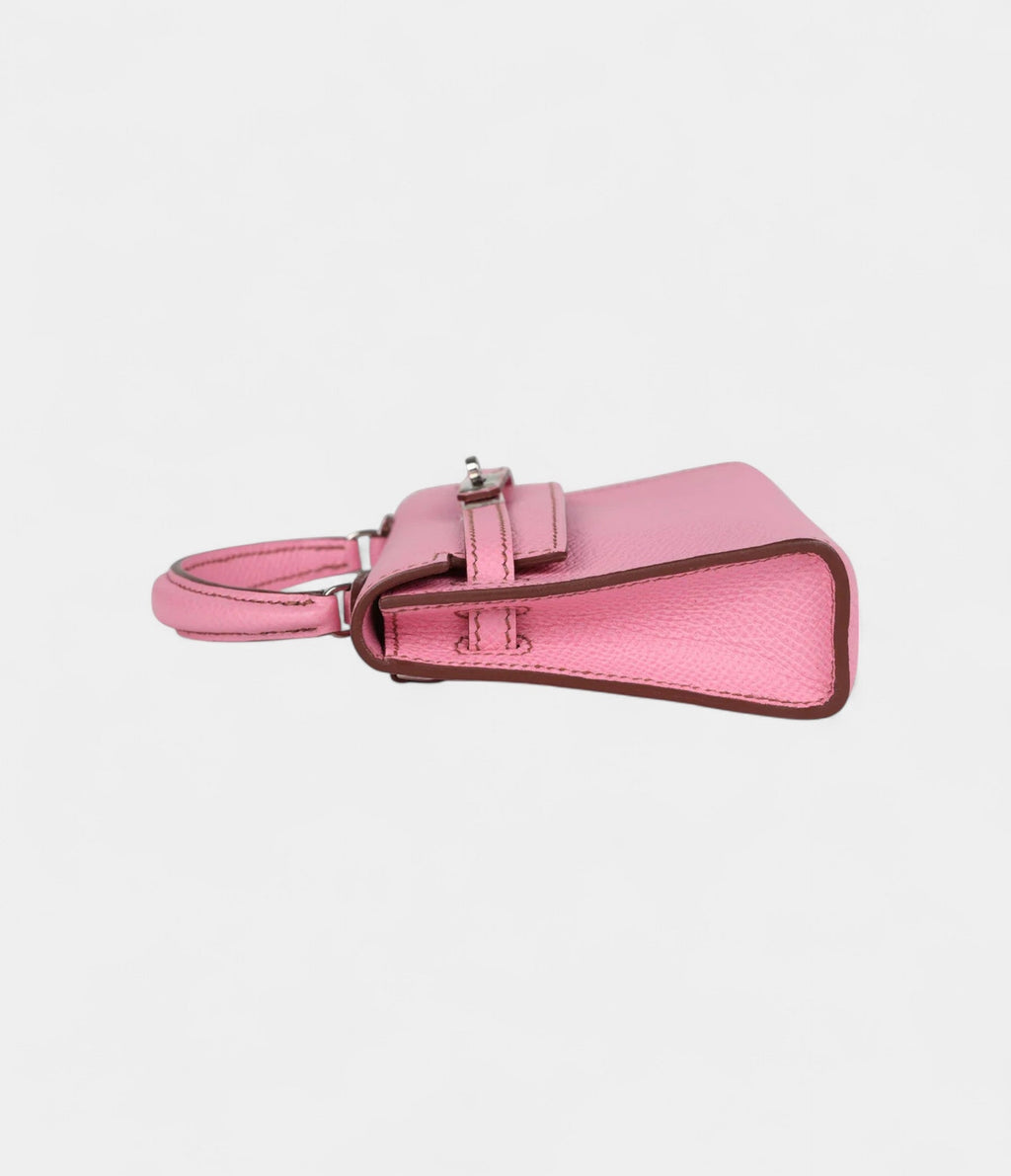Hermès Micro Kelly 20 Bubblegum Epsom Palladium Hardware