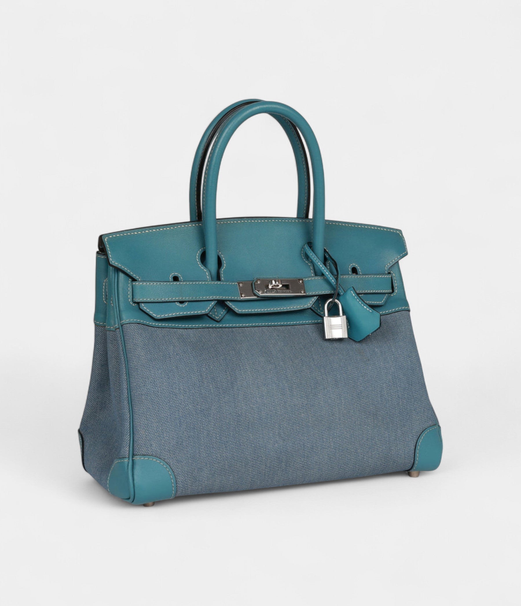 Vintage Hermès Birkin 30 Denim and Blue Jean Gulliver Palladium Hardware