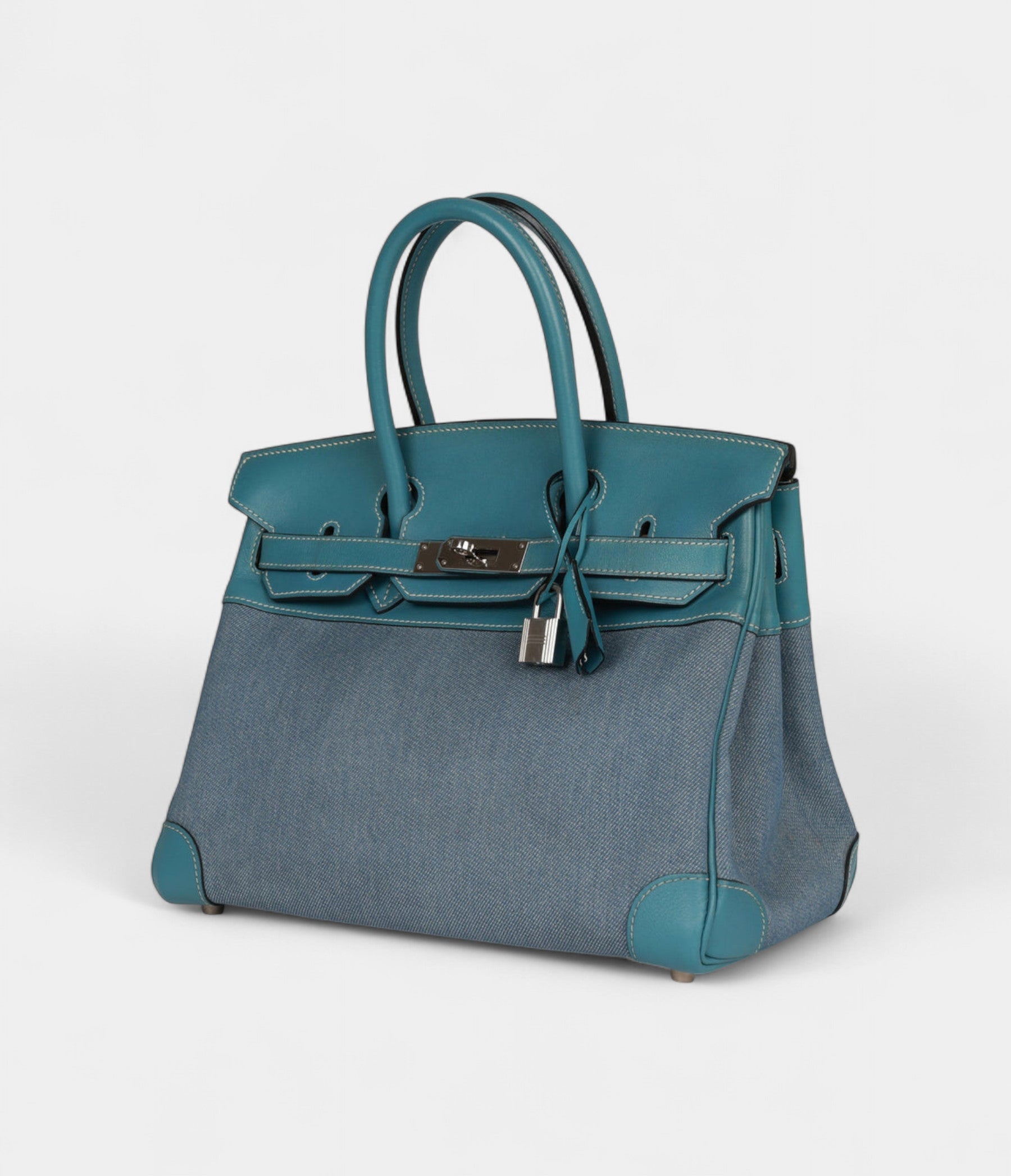 Vintage Hermès Birkin 30 Denim and Blue Jean Gulliver Palladium Hardware
