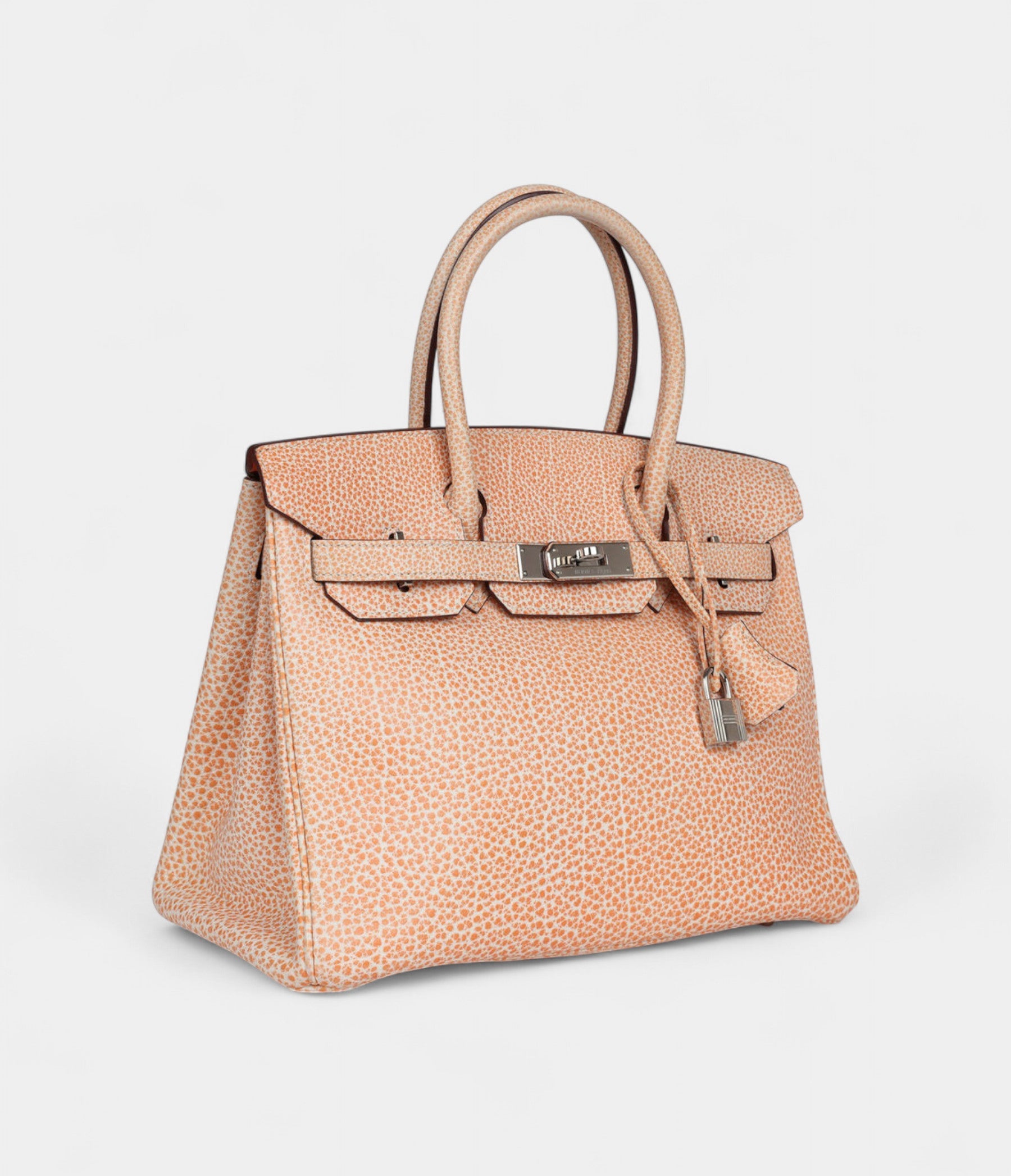 Vintage Hermès Birkin 30 Orange Dalmatian Buffalo Palladium Hardware