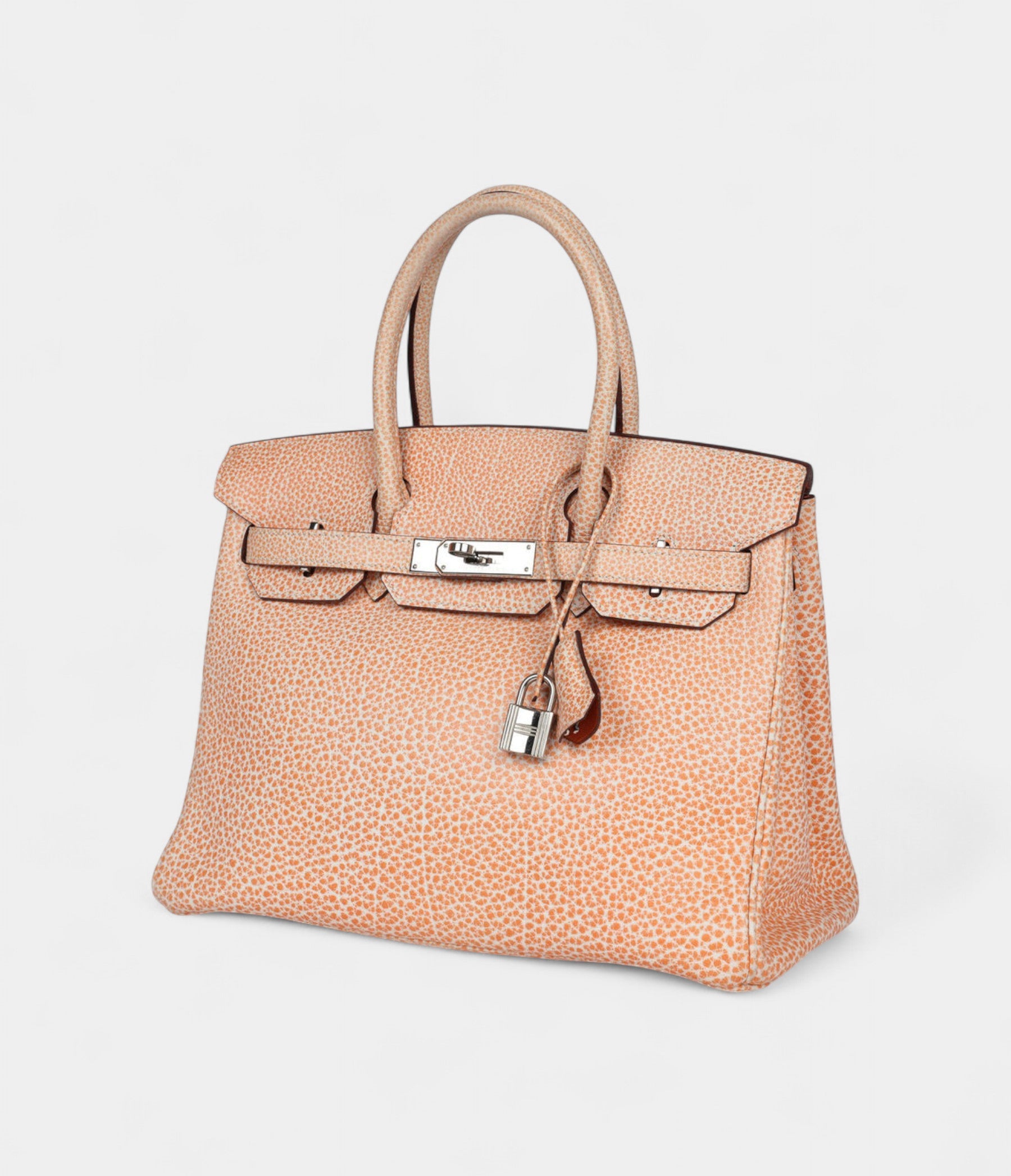 Vintage Hermès Birkin 30 Orange Dalmatian Buffalo Palladium Hardware