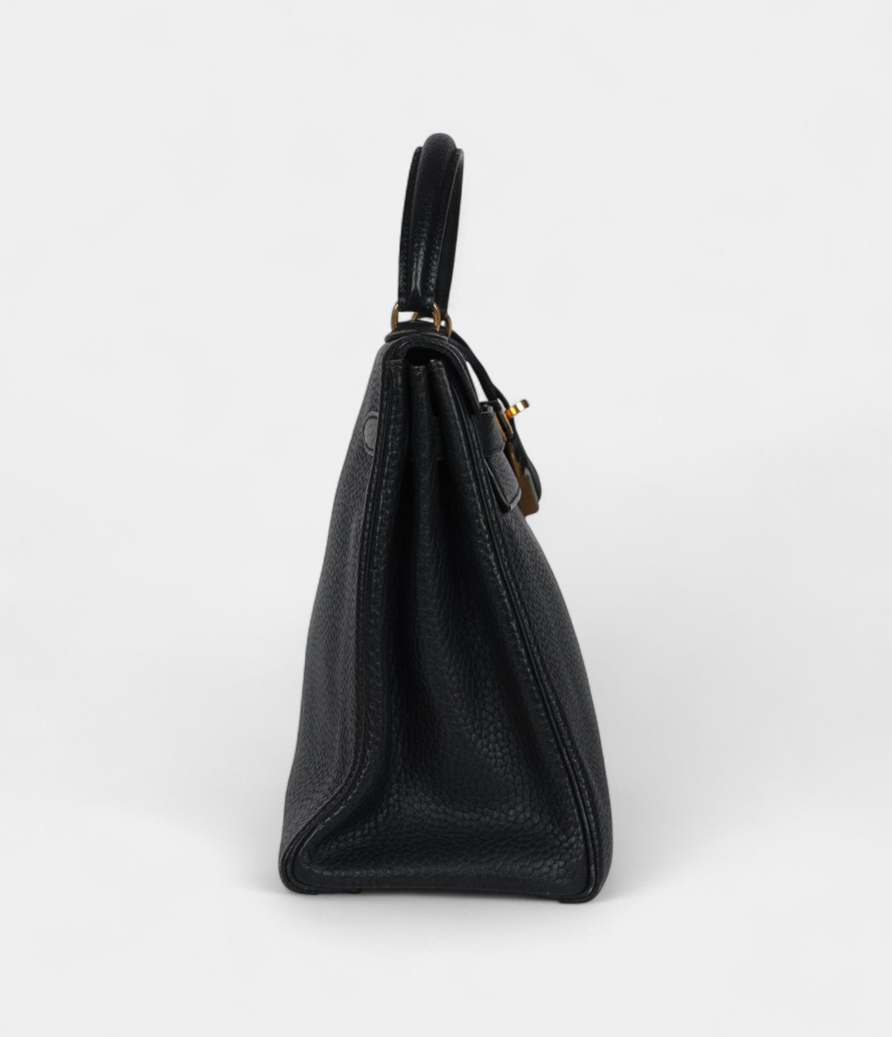 Vintage Hermès Kelly 32 Black Ardennes Gold Hardware