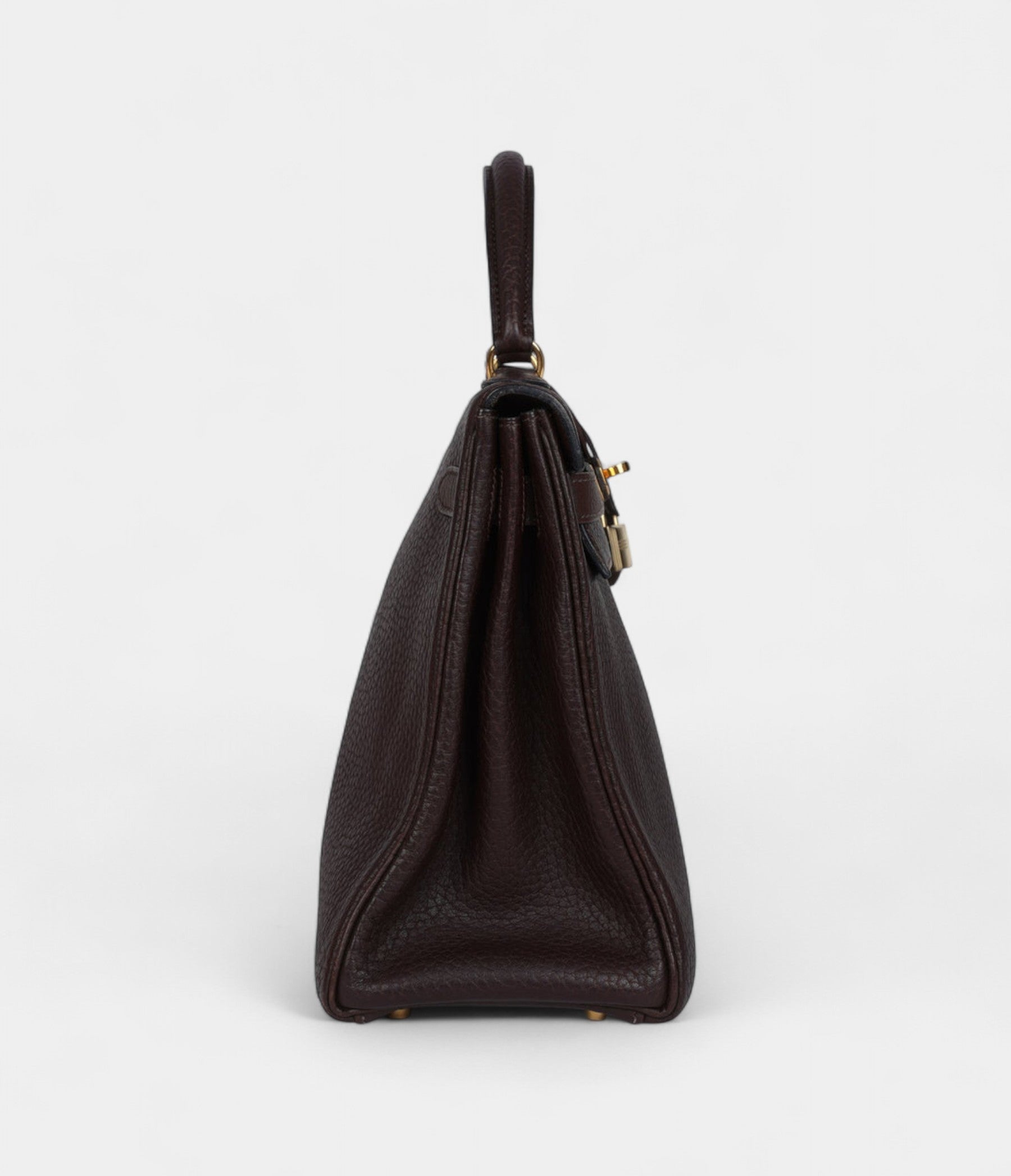 Vintage Hermès Kelly 32 Dark Brown Fjord Gold Hardware