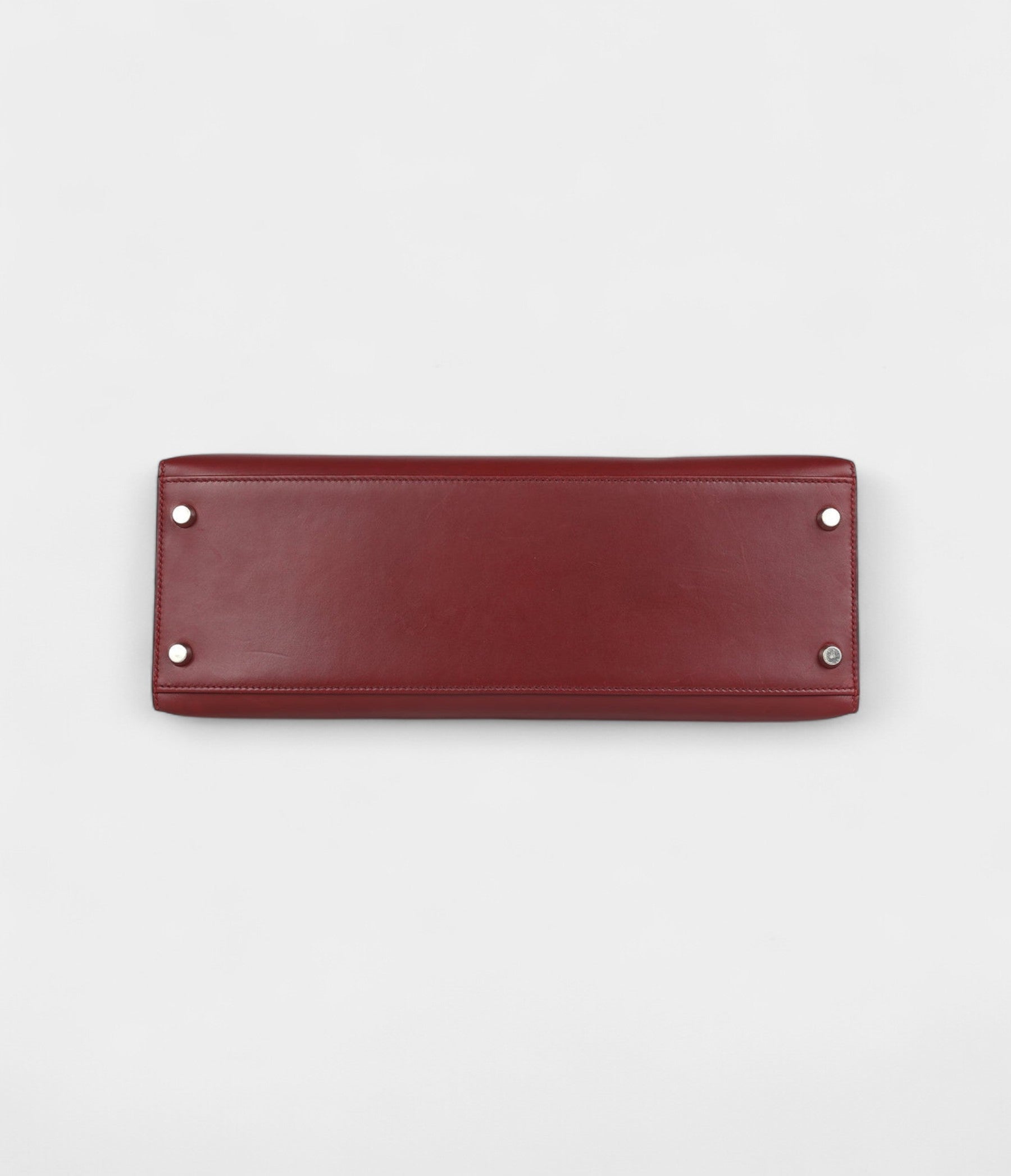 Vintage Hermes Kelly 32 Rouge H Box Palladium Hardware