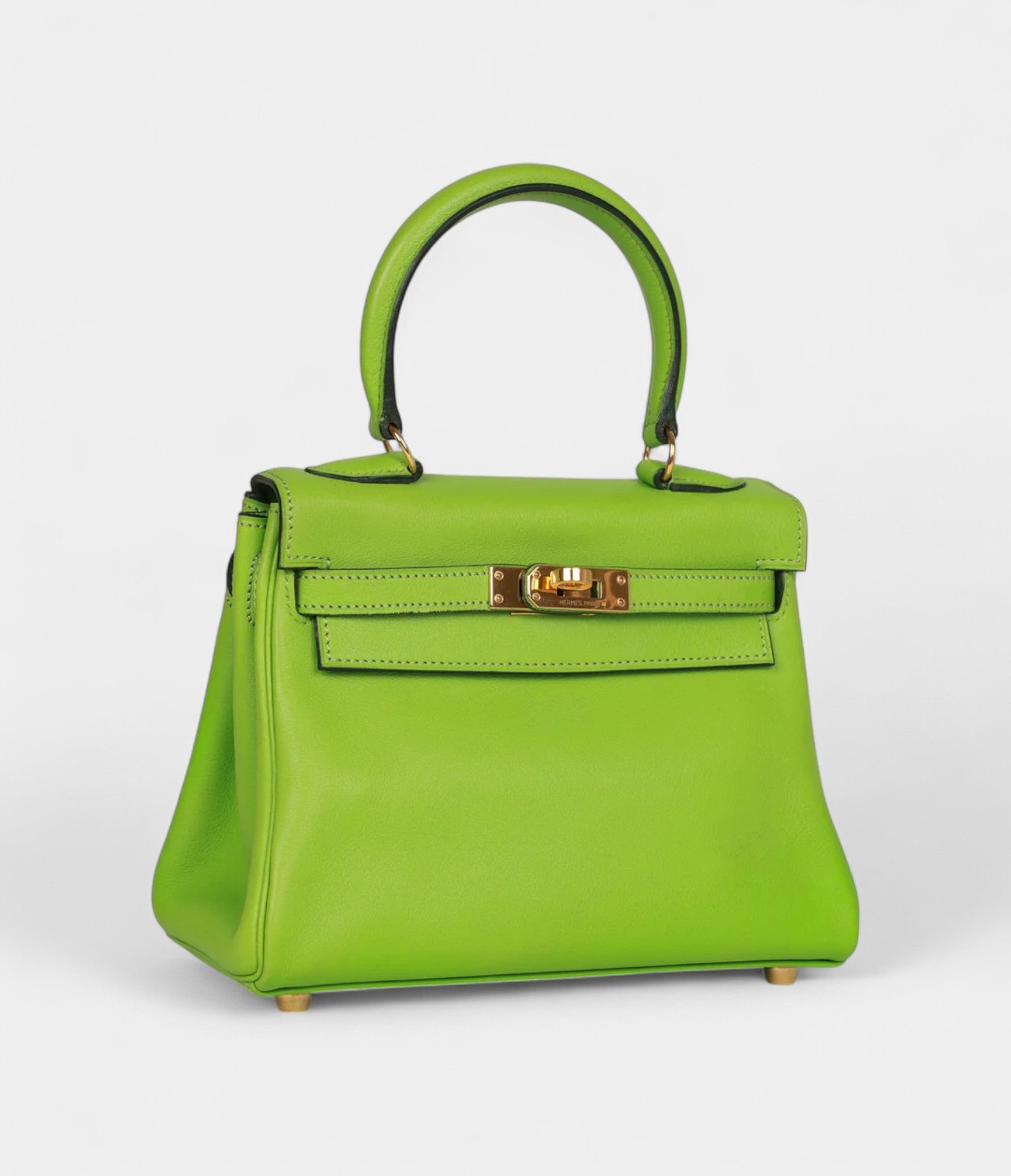 Vintage Hermès Kelly Retourne 20 Vert Cru Gulliver Gold Hardware